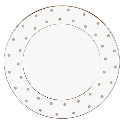 kate spade new york Larabee Road Platinum Bone China 20cm Salad Plate, Silver/ White kate spade new york Larabee Road Platinum Bone China 20cm Salad Plate, Silver/ White